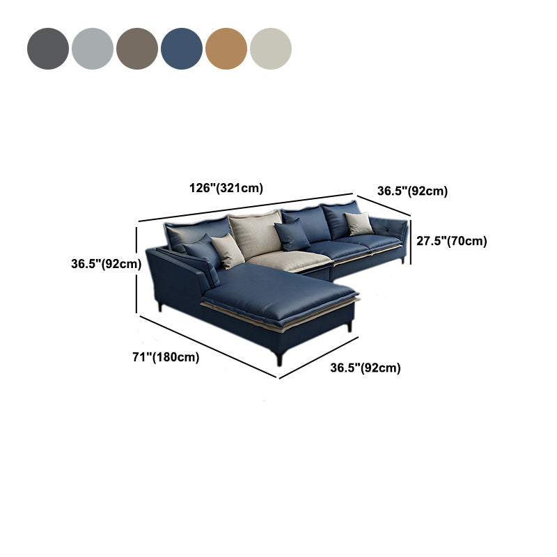 126.38-inch. Pillow Top-arm Faux Leather Sectionals with Pillowed Back Cushions