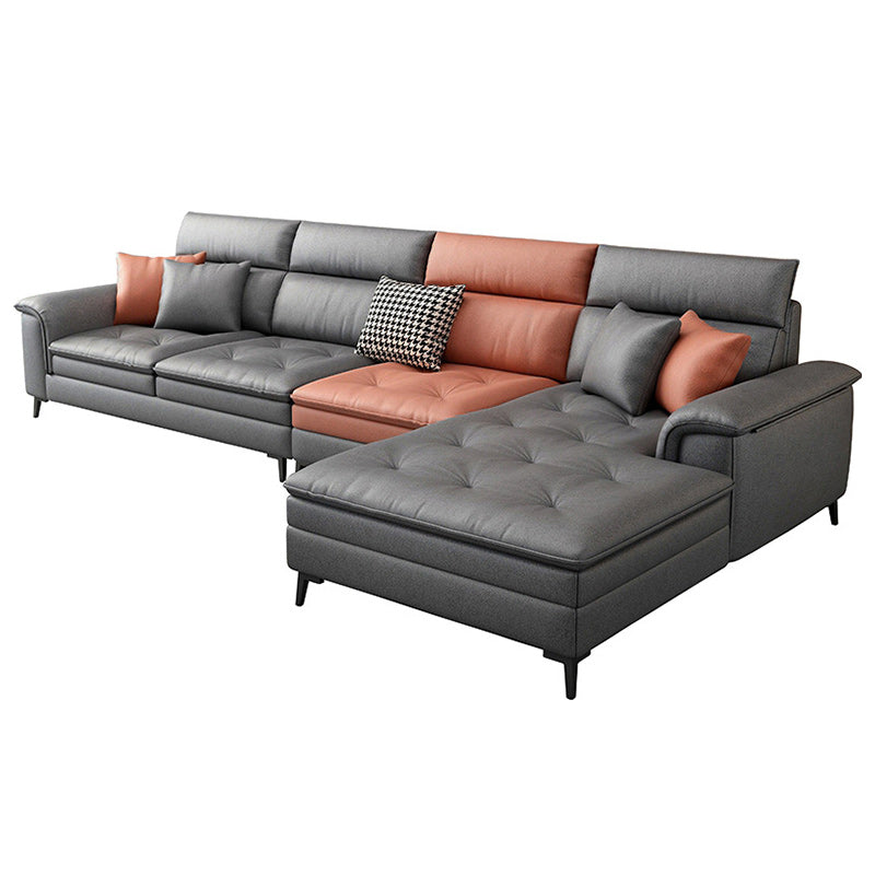 Faux leather Sectional Pillow Top Arm Cushion Back Sectional for Living Room