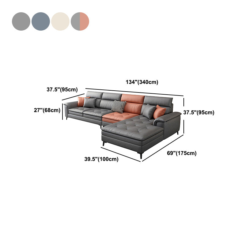 Faux leather Sectional Pillow Top Arm Cushion Back Sectional for Living Room