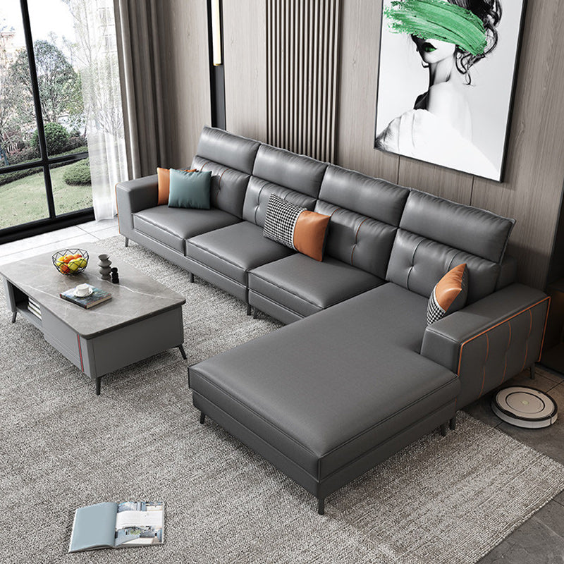 4-Cushion Sectionals,135.8' L x 68.90" W,Faux Leather Sectional Sofa for Living Room