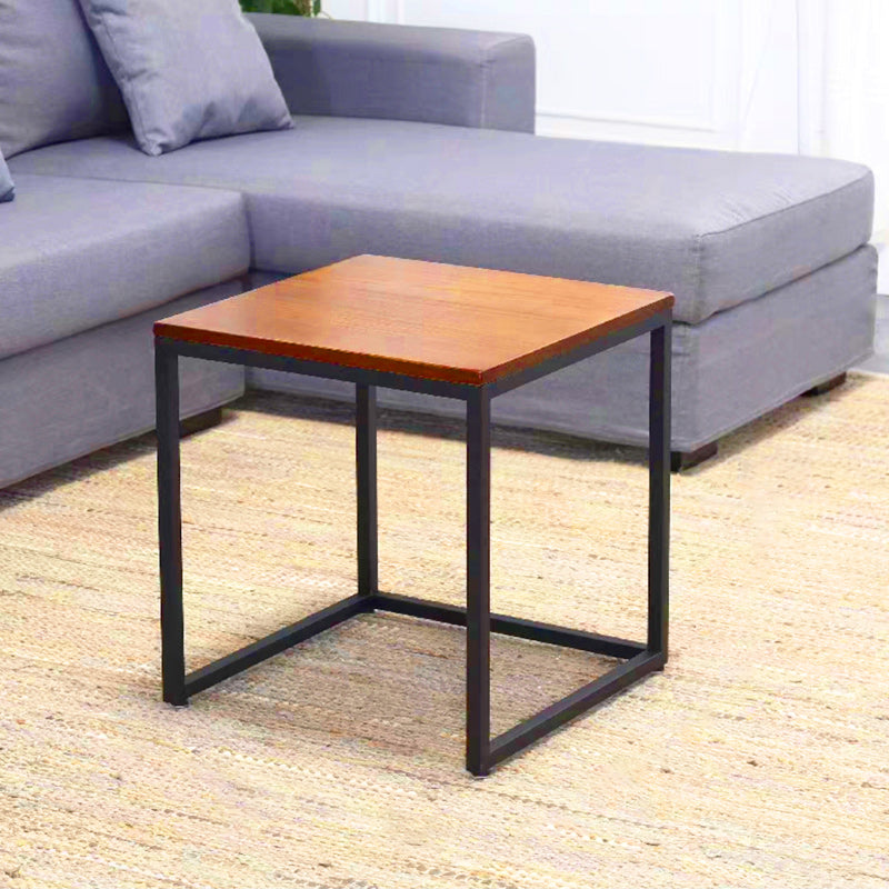 Scandinavian Nesting Coffee Table Set with Solid Wood Top and Iron Base