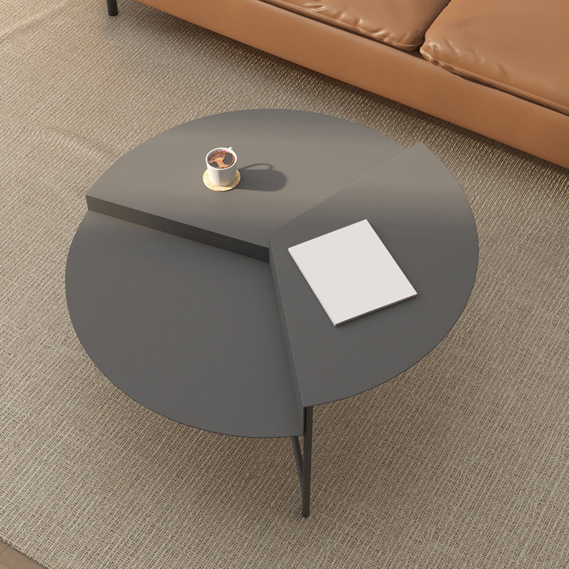 Mid-Century Modern Iron Cocktail Table with 3 Metal Legs and Round Top