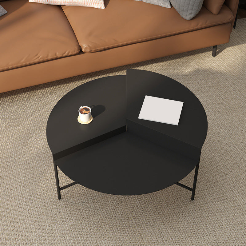 Mid-Century Modern Iron Cocktail Table with 3 Metal Legs and Round Top