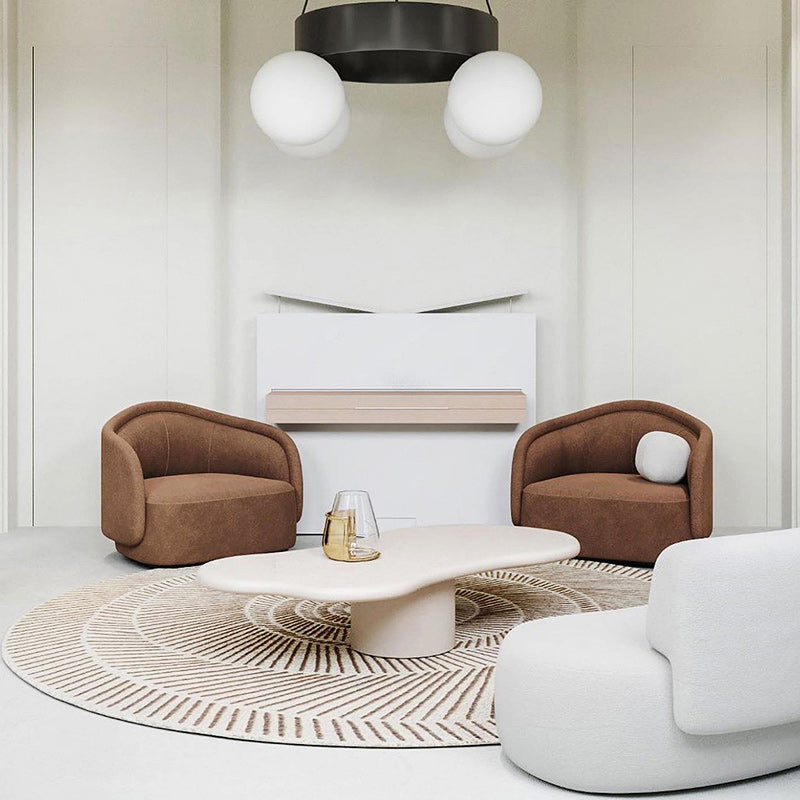 Scandinavian Pedestal Coffee Table Free form Wooden Cocktail Table for Living Room
