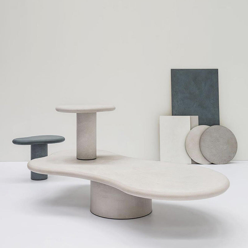 Scandinavian Pedestal Coffee Table Free form Wooden Cocktail Table for Living Room