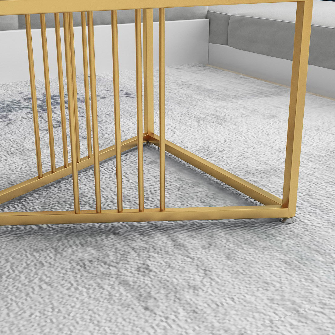 Glam Stone Top Cocktail Table with Golden Iron Cross Base in Rectangle