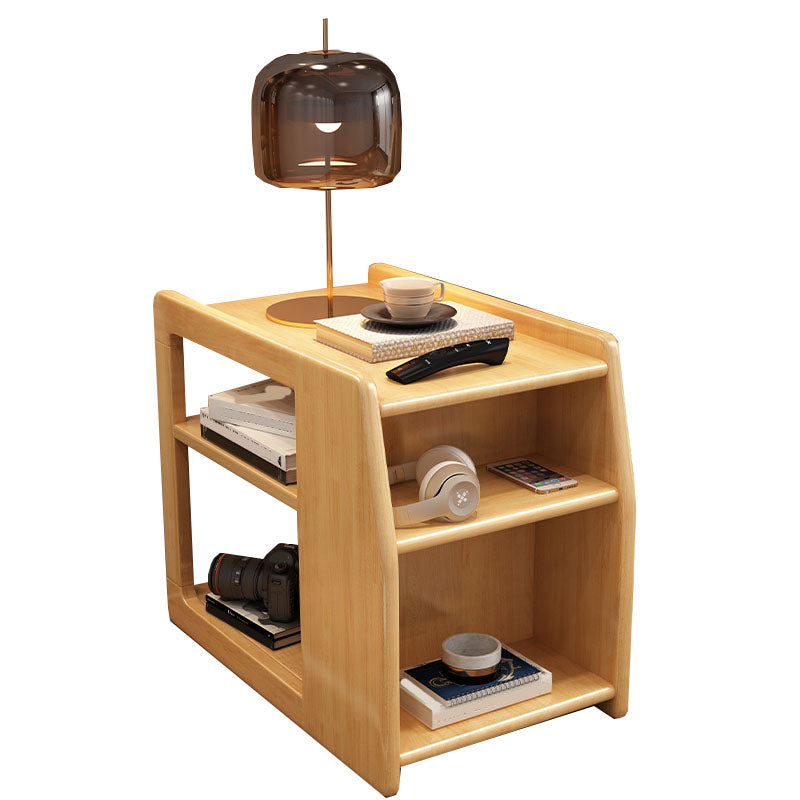 Modern Rectangle Wood/Slate Top Side Table 20.5" Tall End Table with Shelves