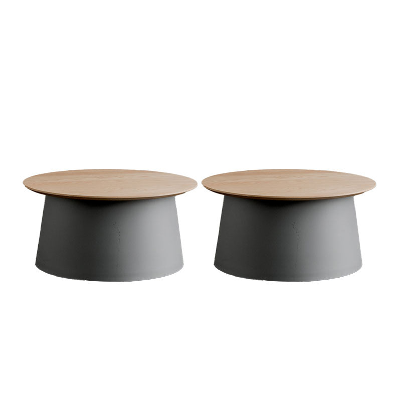 Contemporary Wooden Round Top Table Acrylic Pedestal End Table