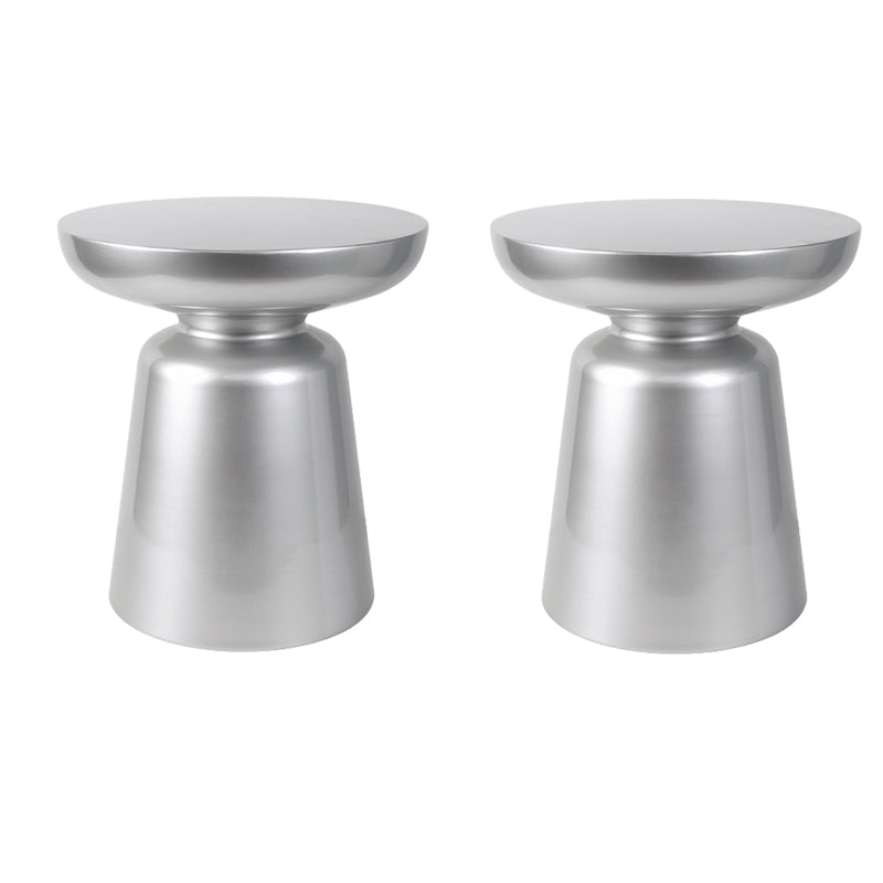 Mid-century Modern 16.9" Tall Round Top Side Table Metal Pedestal End Table