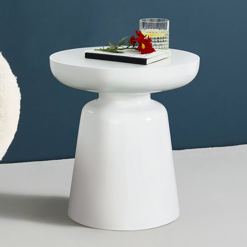 16.9" Tall Metal Round Top Side Table Iron Pedestal End Table