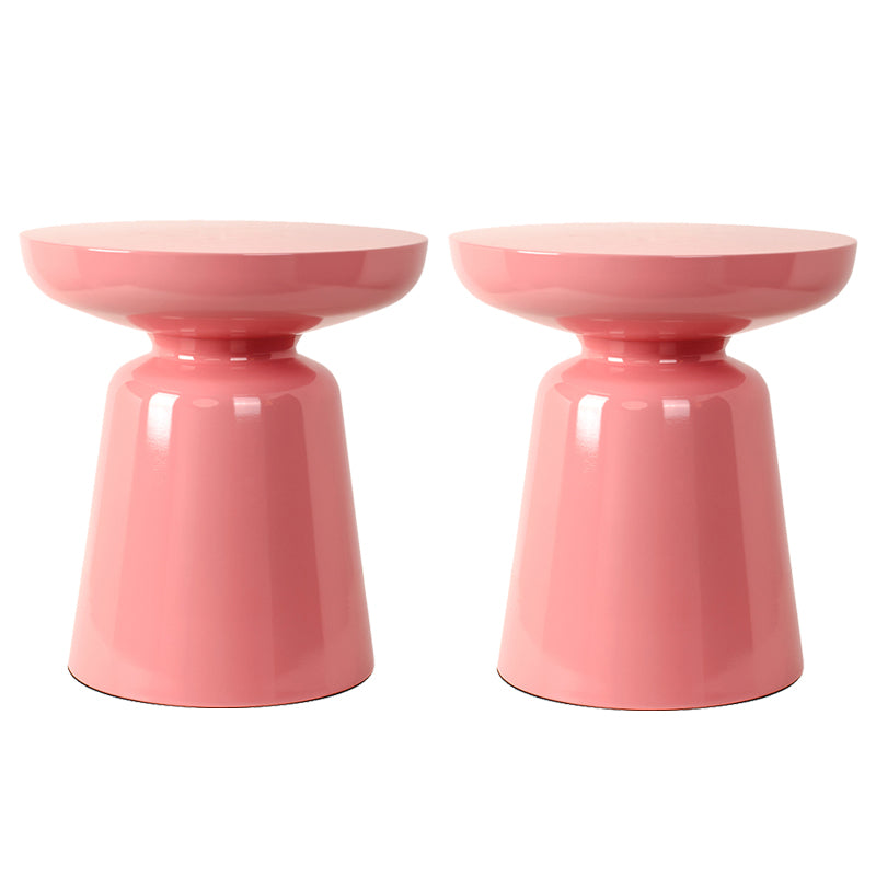 16.9" Tall Metal Round Top Side Table Iron Pedestal End Table