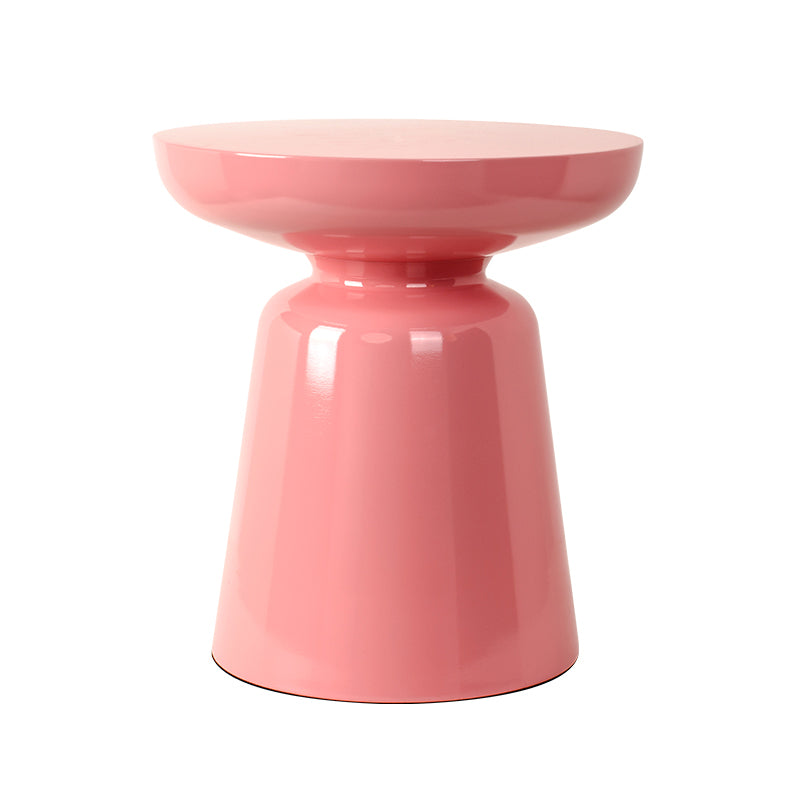 16.9" Tall Metal Round Top Side Table Iron Pedestal End Table