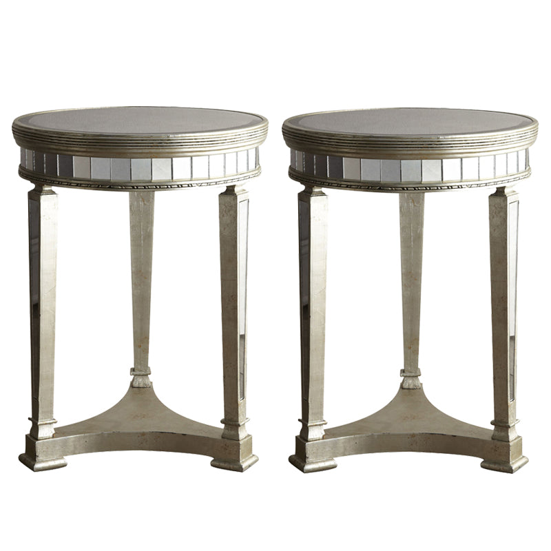 23.6" Tall Round Glass Top Side Table Wood 3 Legs End Table with Shelf