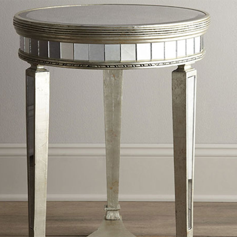 23.6" Tall Round Glass Top Side Table Wood 3 Legs End Table with Shelf