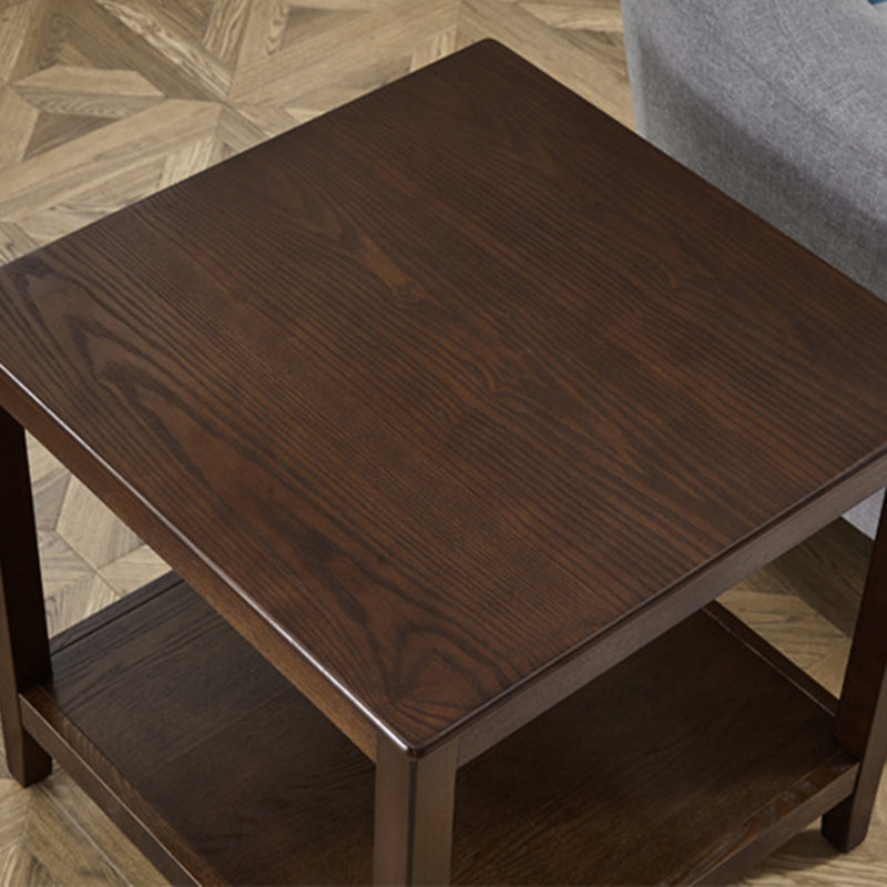 Modern Square / Rectangle Top Side Table Wooden 4 Legs End Table with Shelf