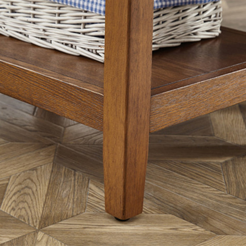 Modern Square / Rectangle Top Side Table Wooden 4 Legs End Table with Shelf