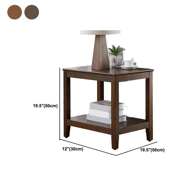 Modern Square / Rectangle Top Side Table Wooden 4 Legs End Table with Shelf