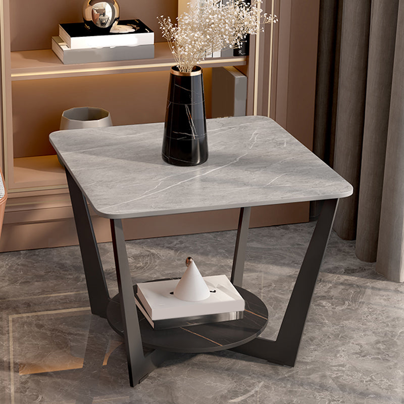 Cross Legs Slate End Table Modern Square End Table with Storage