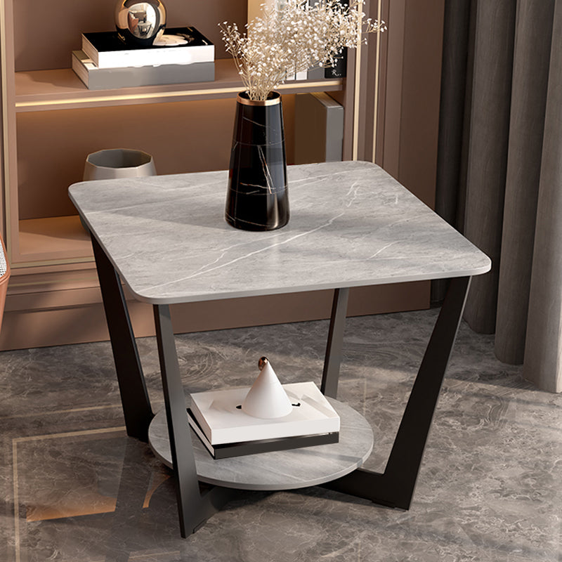 Cross Legs Slate End Table Modern Square End Table with Storage
