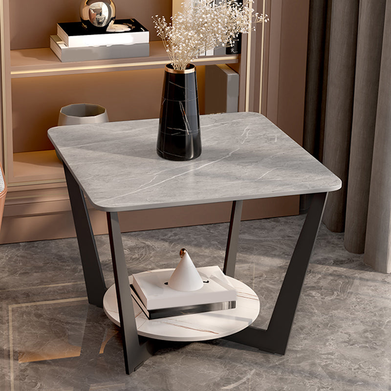 Cross Legs Slate End Table Modern Square End Table with Storage