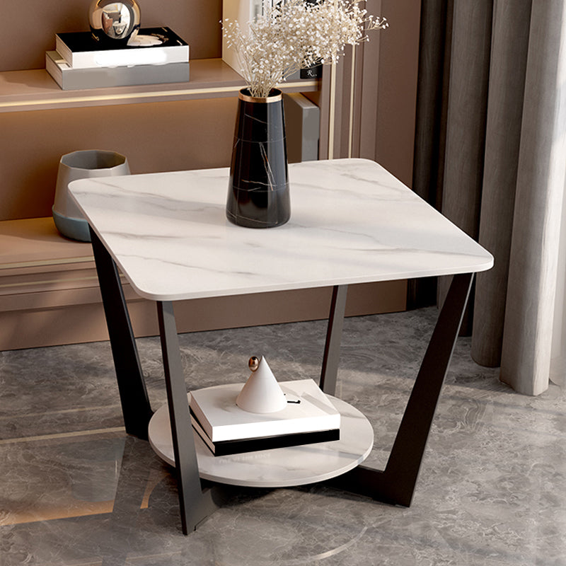 Cross Legs Slate End Table Modern Square End Table with Storage