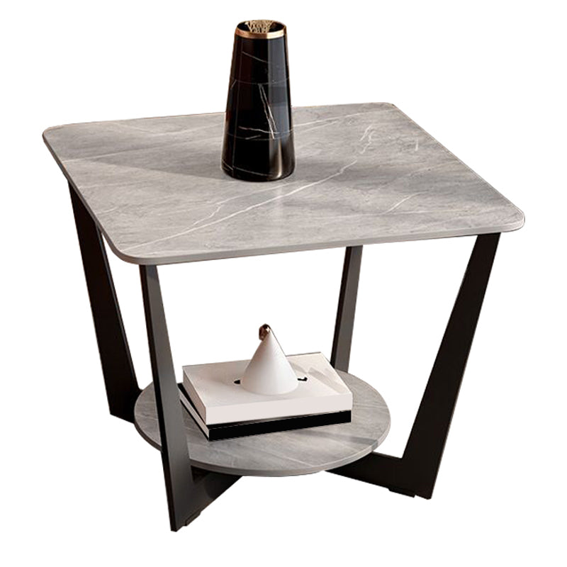 Cross Legs Slate End Table Modern Square End Table with Storage