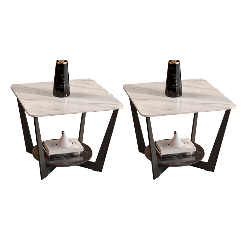 Cross Legs Slate End Table Modern Square End Table with Storage
