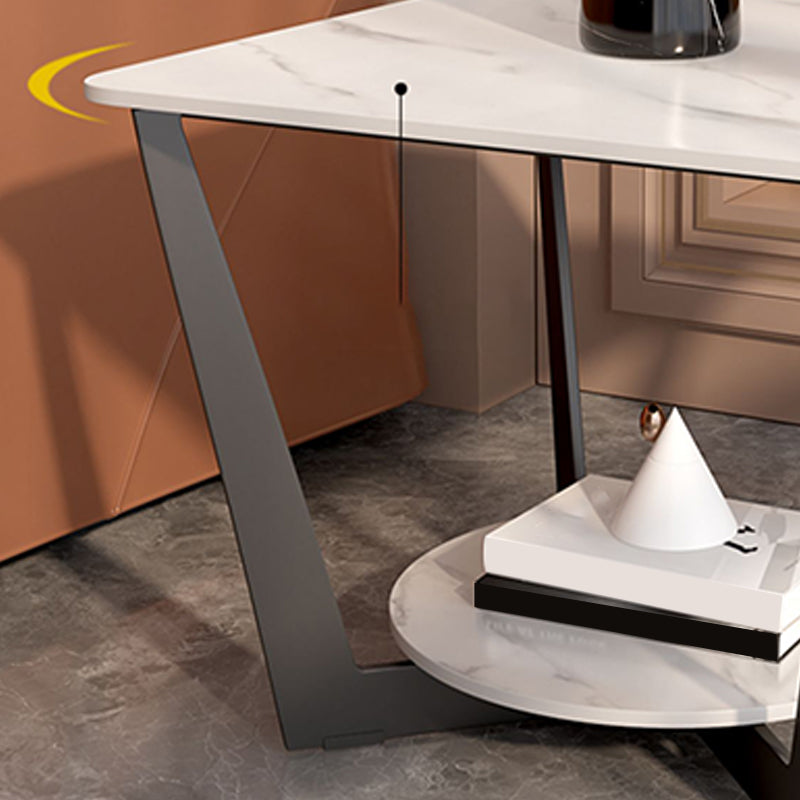Cross Legs Slate End Table Modern Square End Table with Storage