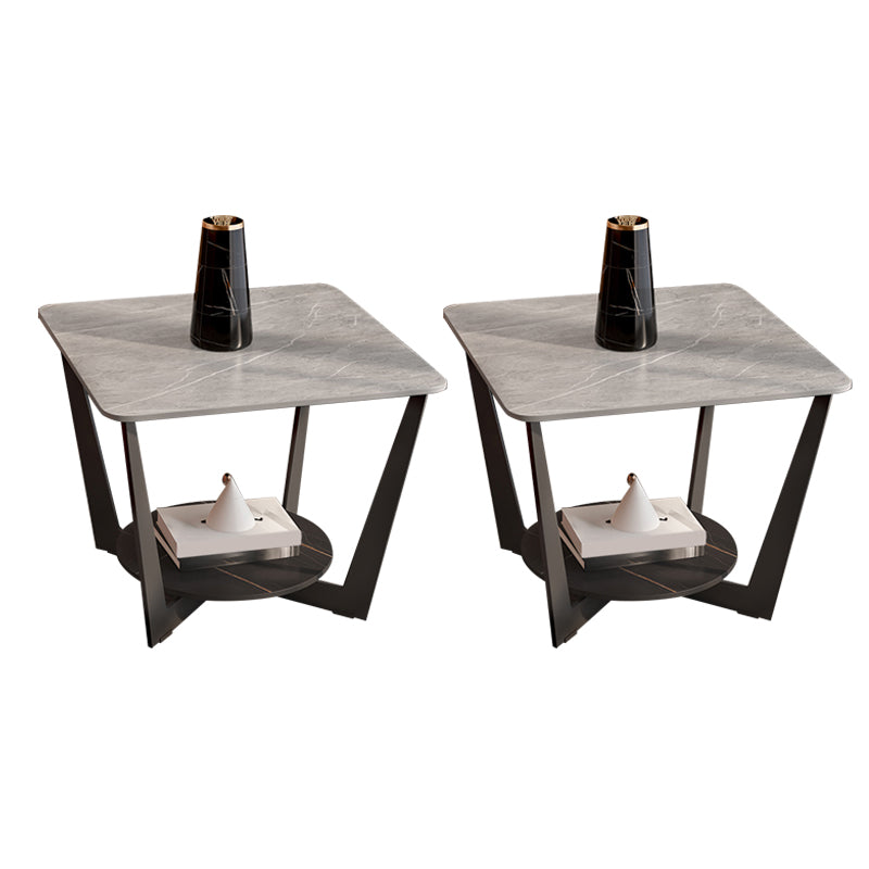 Cross Legs Slate End Table Modern Square End Table with Storage