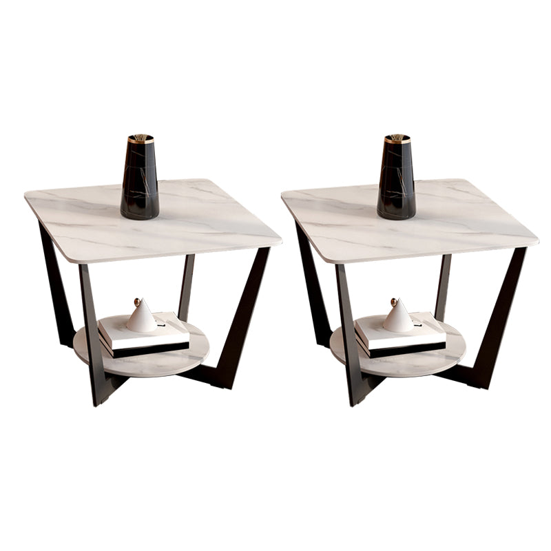 Cross Legs Slate End Table Modern Square End Table with Storage