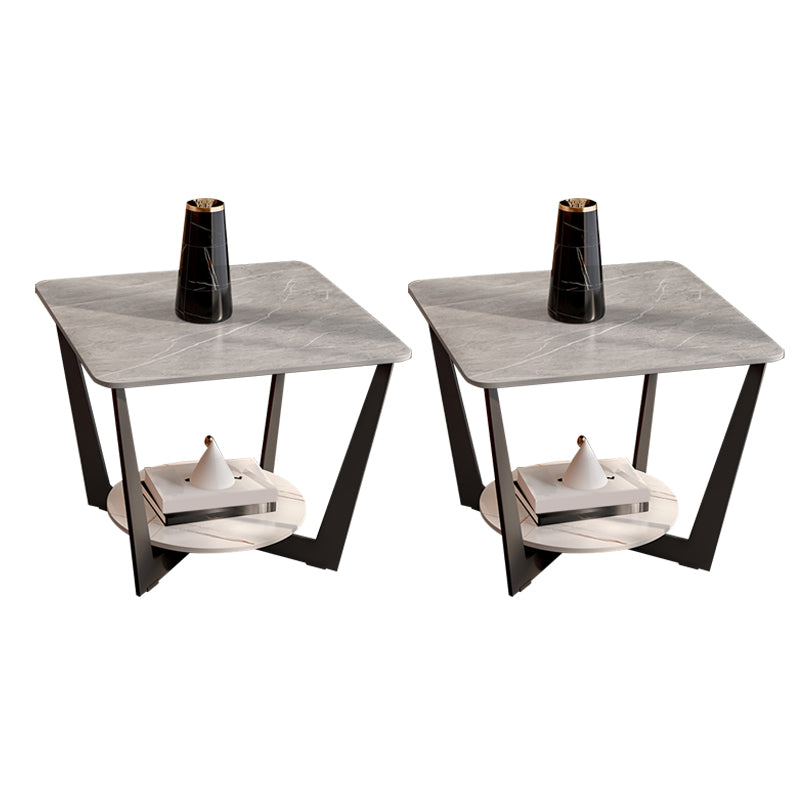 Cross Legs Slate End Table Modern Square End Table with Storage