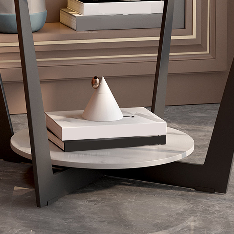Cross Legs Slate End Table Modern Square End Table with Storage