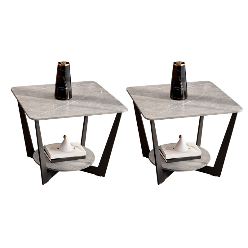 Cross Legs Slate End Table Modern Square End Table with Storage