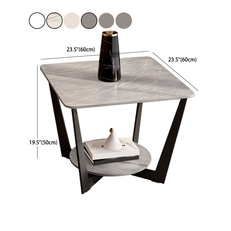 Cross Legs Slate End Table Modern Square End Table with Storage