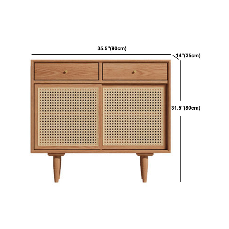 Contemporary 31.5"all Natural Wooden Cabinet, Rectangle Accent Cabinet with Drawers