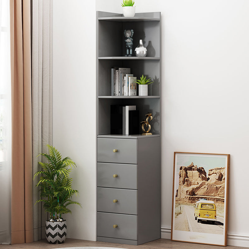 73.23"Tall 4- Drawer Corner Chest, Wooden Accent Chest with Shelves