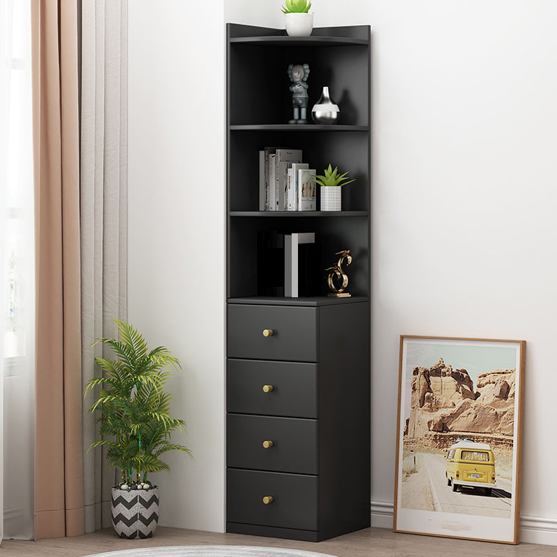 73.23"Tall 4- Drawer Corner Chest, Wooden Accent Chest with Shelves
