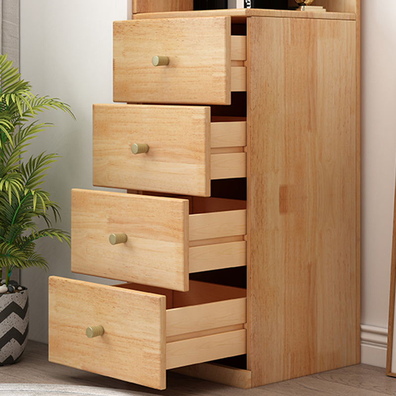 73.23"Tall 4- Drawer Corner Chest, Wooden Accent Chest with Shelves