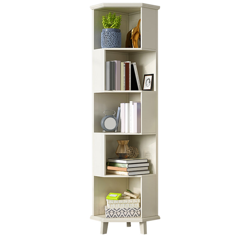 Brown / White Wooden Corner Chest, 15.75" Wide Accent Chest with Shelves
