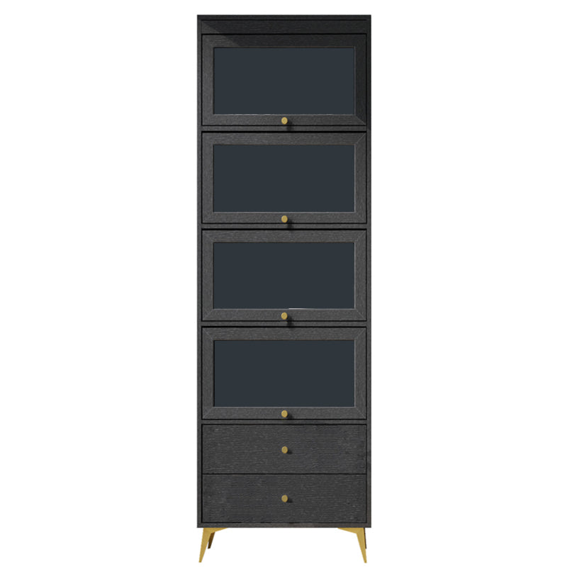 Contemporary 2- Drawer Black Wooden Cabinet, Rectangle Accent Cabinet