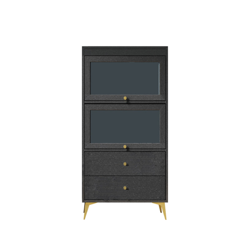 Contemporary 2- Drawer Black Wooden Cabinet, Rectangle Accent Cabinet