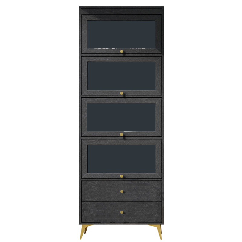Contemporary 2- Drawer Black Wooden Cabinet, Rectangle Accent Cabinet