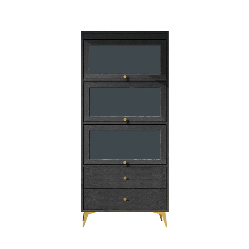 Contemporary 2- Drawer Black Wooden Cabinet, Rectangle Accent Cabinet
