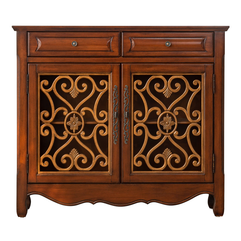 36.02"Tall 1- Door Wooden Cabinet, 2-drawer Rectangle Accent Cabinet