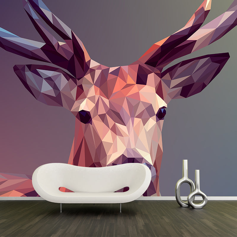 Resistant Wall Mural Contemporary Geometric Animal Illustration Bedroom Mural