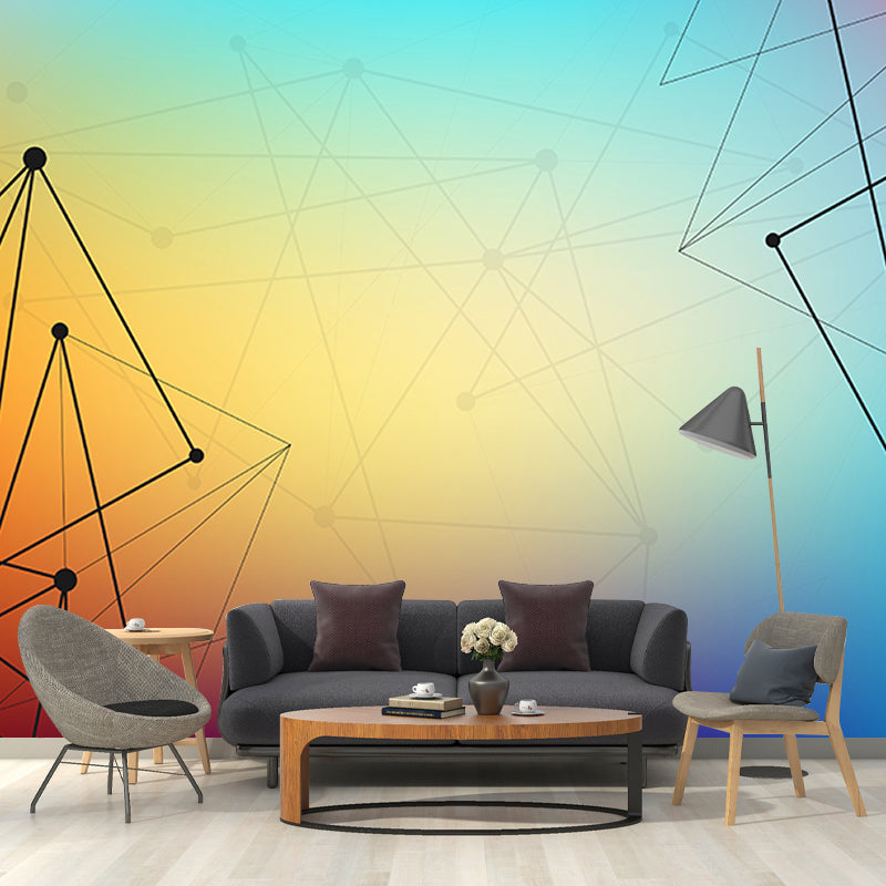 Illustration Geometric Wall Mural Modern Mildew Resistant Living Room Wall Mural