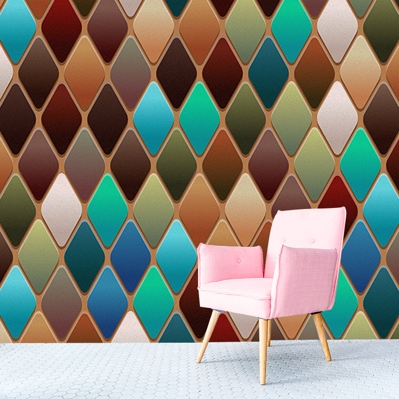 Illustration Stain Resistant Wall Mural Geometric Decorative Living Room Wall Mural