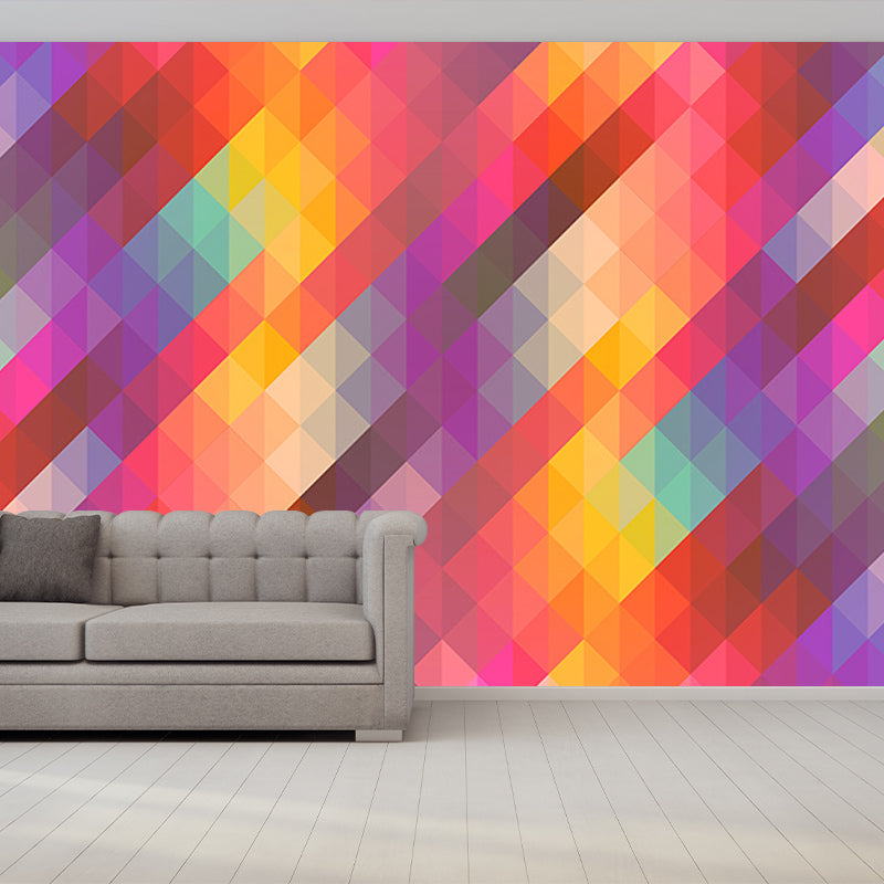 Contemporary Geometric Wallpaper Illustration Stain Resistant Wall Mural