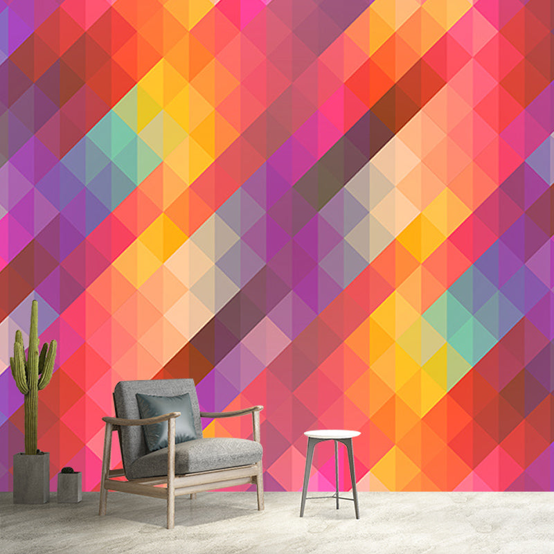 Contemporary Geometric Wallpaper Illustration Stain Resistant Wall Mural