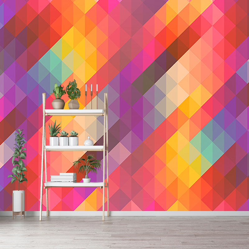 Contemporary Geometric Wallpaper Illustration Stain Resistant Wall Mural